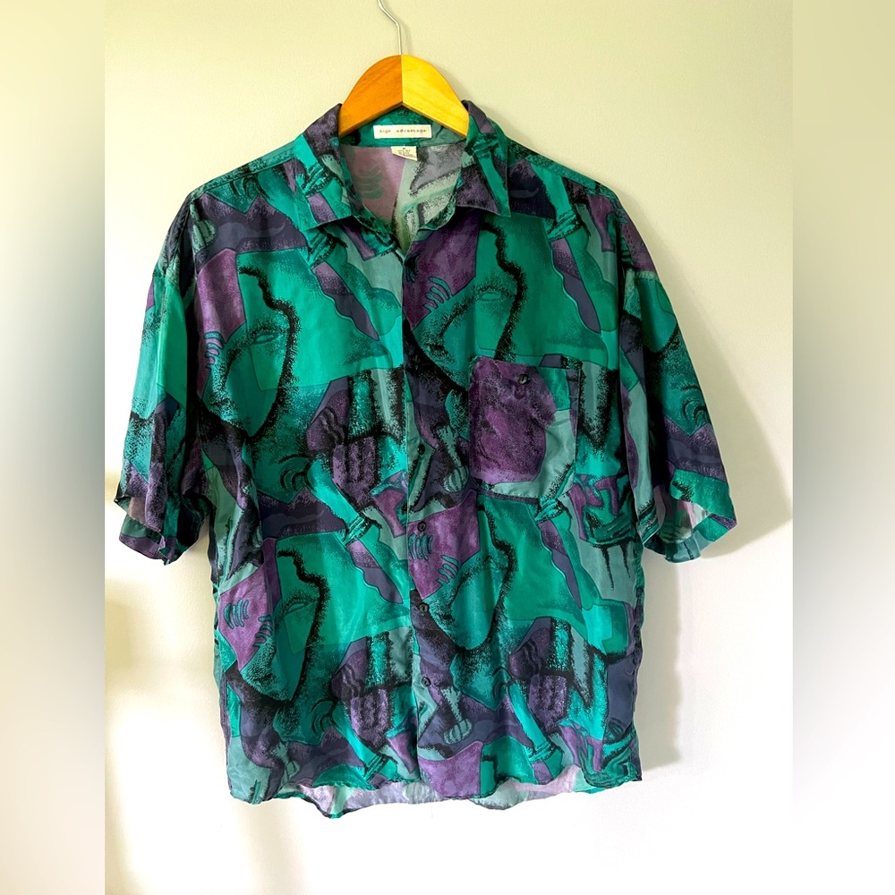High Advantage 100 percent silk vintage shirt, SIZE MEDIUM